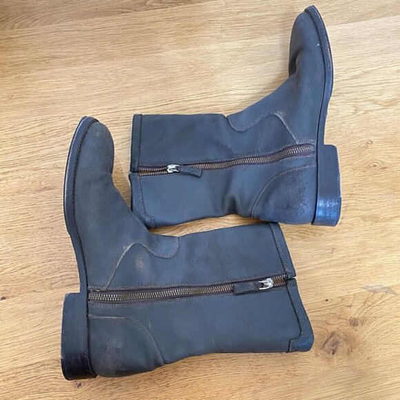 Cole Haan Country Mid-Calf Leather Boots 11B Taupe Brown Gray Color - Picture 3 of 9